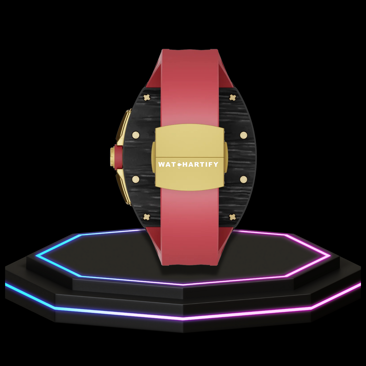 Apple Watch Case 45MM - TITANIUM CARBON Series Royal | Scarlet Red Rubber