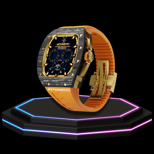 Apple Watch Case 44MM - TITANIUM CARBON Series Royal | Sunset Rubber