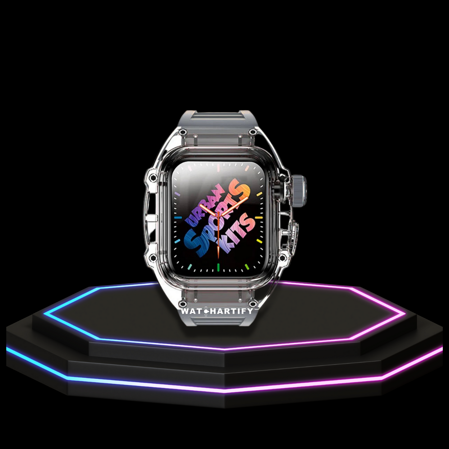 Apple Watch Case 45MM - ICE Series Transparent | Fluorescent Cube Gray Rubber