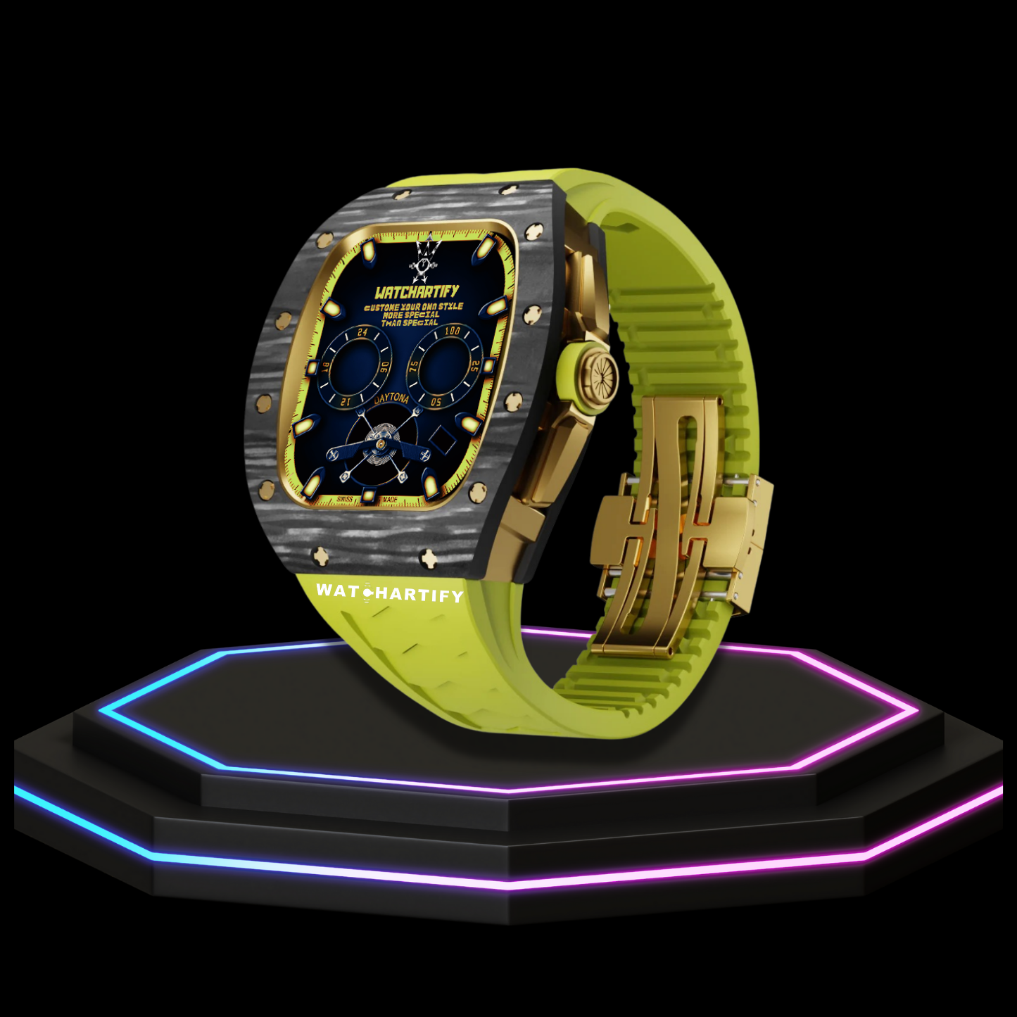 Apple Watch Case 44MM - TITANIUM CARBON Series Royal | Light Cerulean Rubber