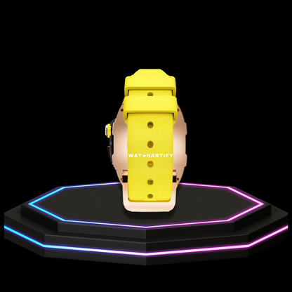 Apple Watch Case 45MM - TITAN Series Rose Gold Dark Titanium | Yellow Rubber