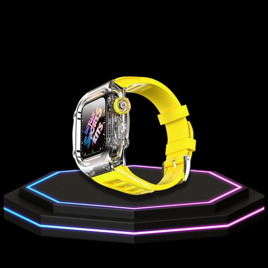 Apple Watch Case 45MM - ICE Series Transparent | Fluorescent Canary Yellow Rubber