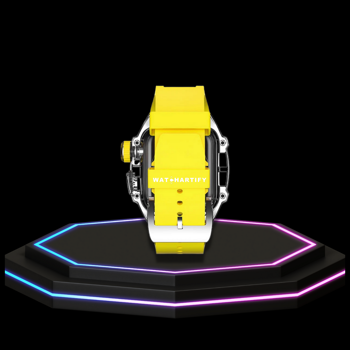 Apple Watch Case 44MM - ICE Series Transparent | Fluorescent Canary Yellow Rubber