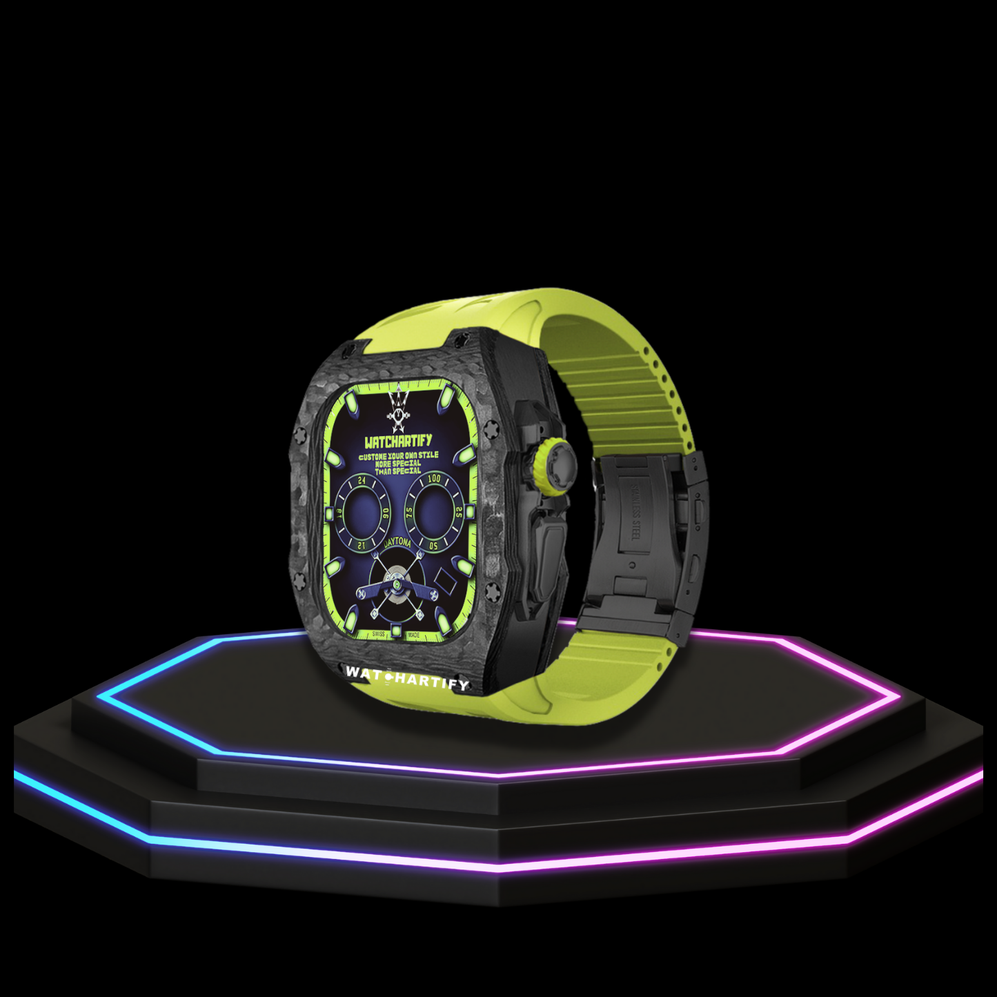 Apple Watch Ultra Case 49MM - TITAN Pro Series Luxury Dark Titan | Lime Green Rubber