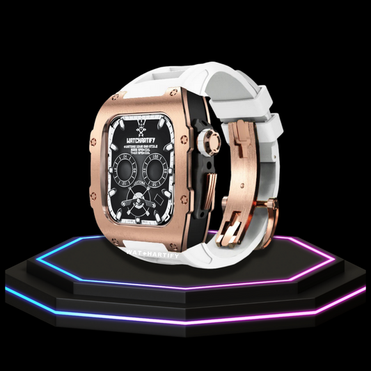 Apple Watch Case 45MM - TITAN Series Rose Gold Dark Titanium | Snow White Rubber
