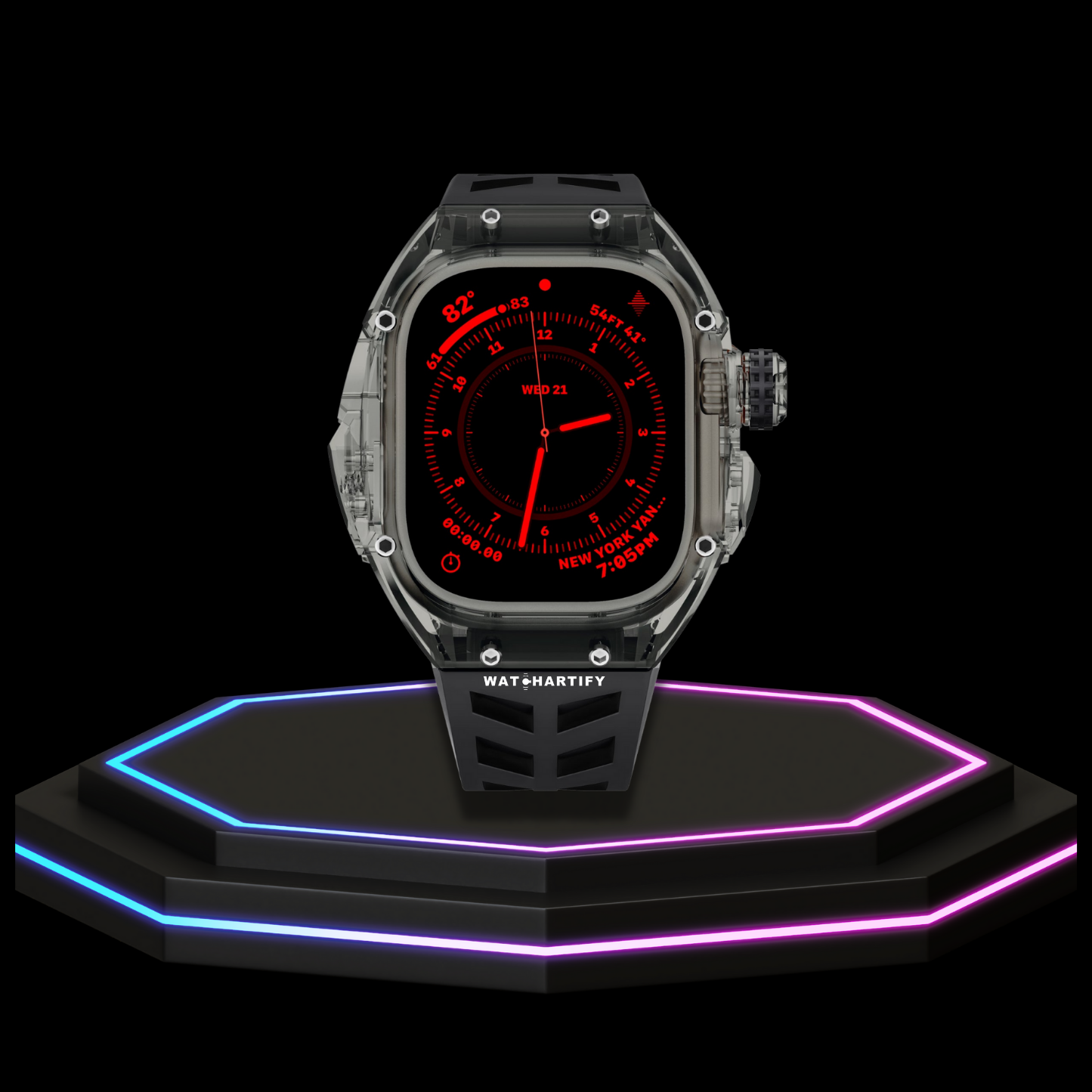 Apple Watch Ultra Case 49MM - ICE Pro Series Dark Crystal | Fluorescent Midnight Rubber