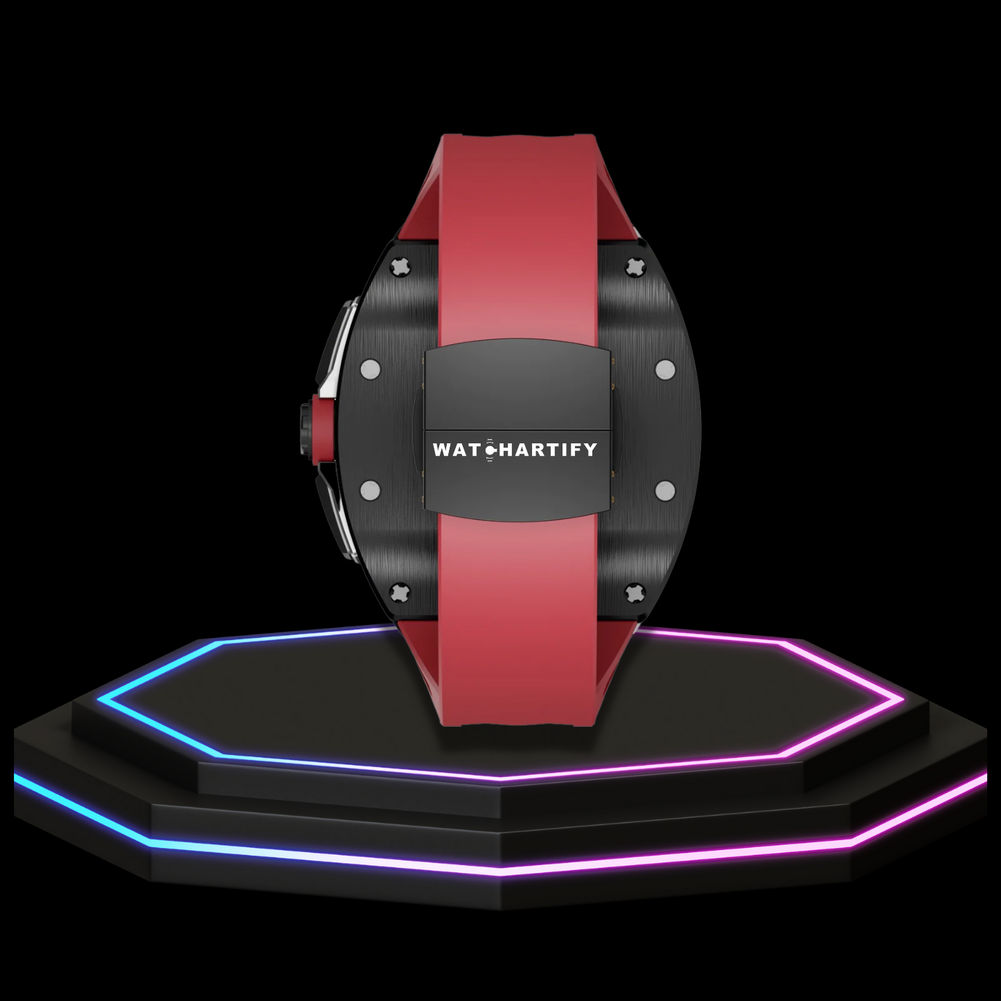Apple Watch Case 44MM - CONCEPT ONYX Series Black Panther | Scarlet Red Rubber