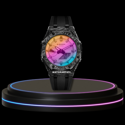 G-SHOCK Casio GA2100 | Carbon Fiber Series Rainbow Surface Dial | Dark Rubber