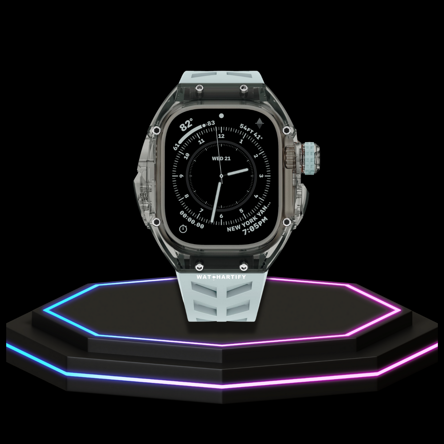 Apple Watch Ultra Case 49MM - ICE Pro Series Dark Crystal | Fluorescent Cube Gray Rubber