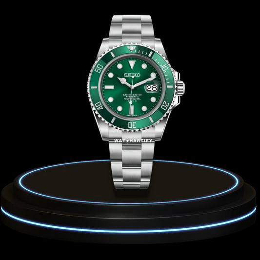 SEIKO Mod Submariner Collection Green Dial Green Bezel NH35 Movement Silver Stainless Steel Strap