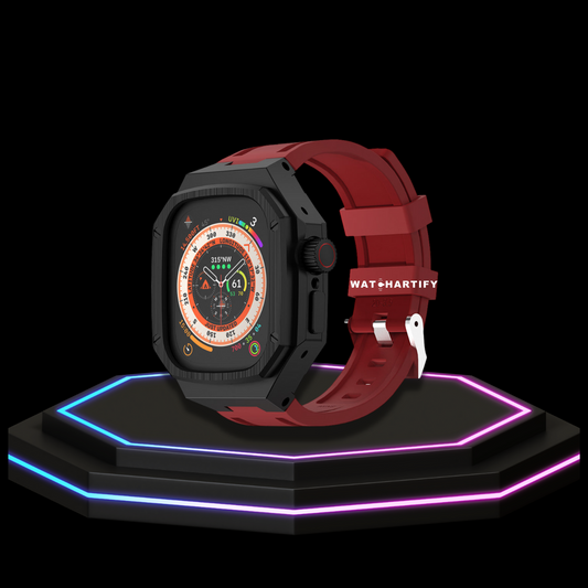 Apple Watch Ultra Case 49MM - Royal Pro Series Dark| Scarlet Red Rubber