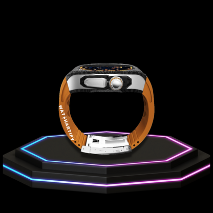 Apple Watch Ultra Case 49MM - TITAN Pro Series Luxury OYAMA Titan | Sunset Orange Rubber