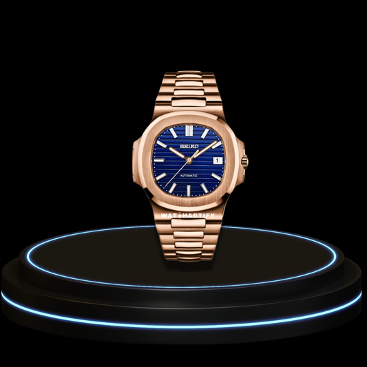 SEIKO Nautilus Mod Collection Fancy Deep Blue Dial NH35 Movement Rose Gold Stainless Steel Strap