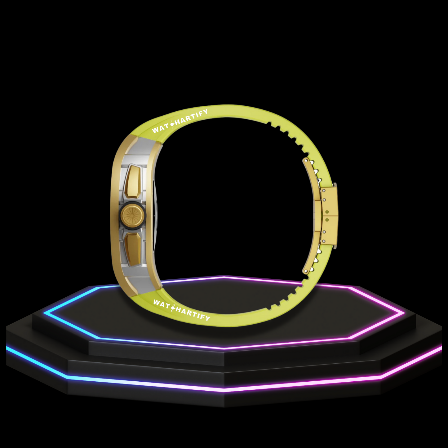 Apple Watch Case 44MM - CONCEPT GOLD Series Champagne | Lime Green Rubber