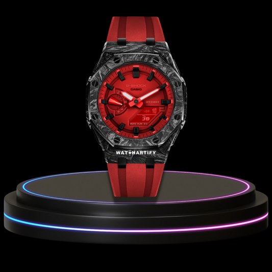 G-SHOCK Casio GA2100 | CARBON FIBER Series Carbon Fiber Mod Diablo Red Dial | Red Rubber