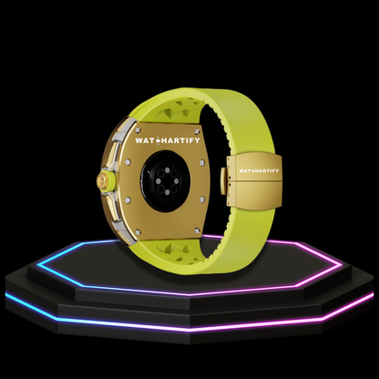 Apple Watch Case 45MM - CONCEPT GOLD Series Champagne | Lime Green Rubber