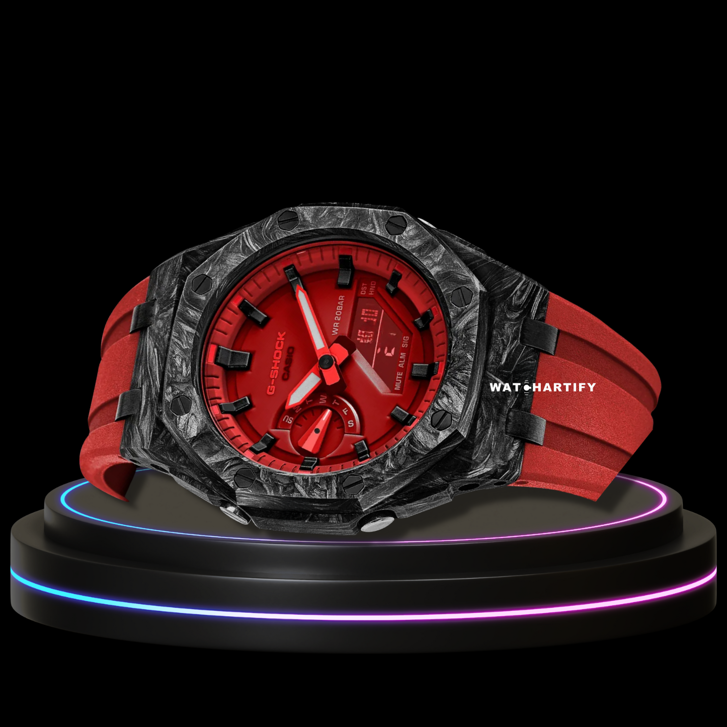 G-SHOCK Casio GA2100 | CARBON FIBER Series Carbon Fiber Mod Diablo Red Dial | Red Rubber