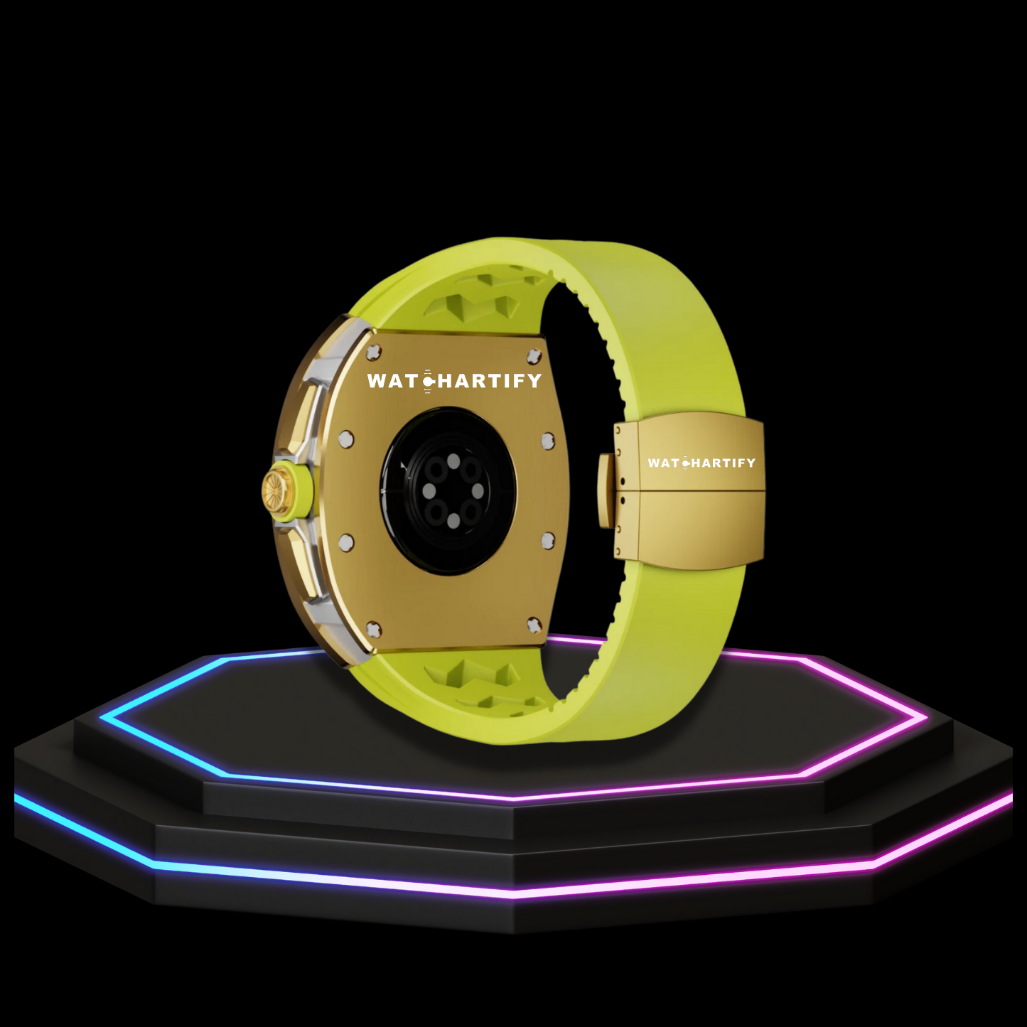 Apple Watch Case 44MM - CONCEPT GOLD Series Champagne | Lime Green Rubber