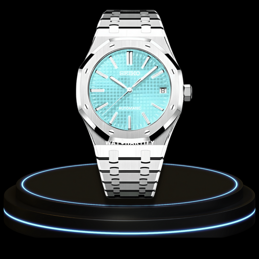 SEIKO Mod Royal Oak Collection Tiffany Blue Dial NH35 Movement Silver Stainless Steel Strap