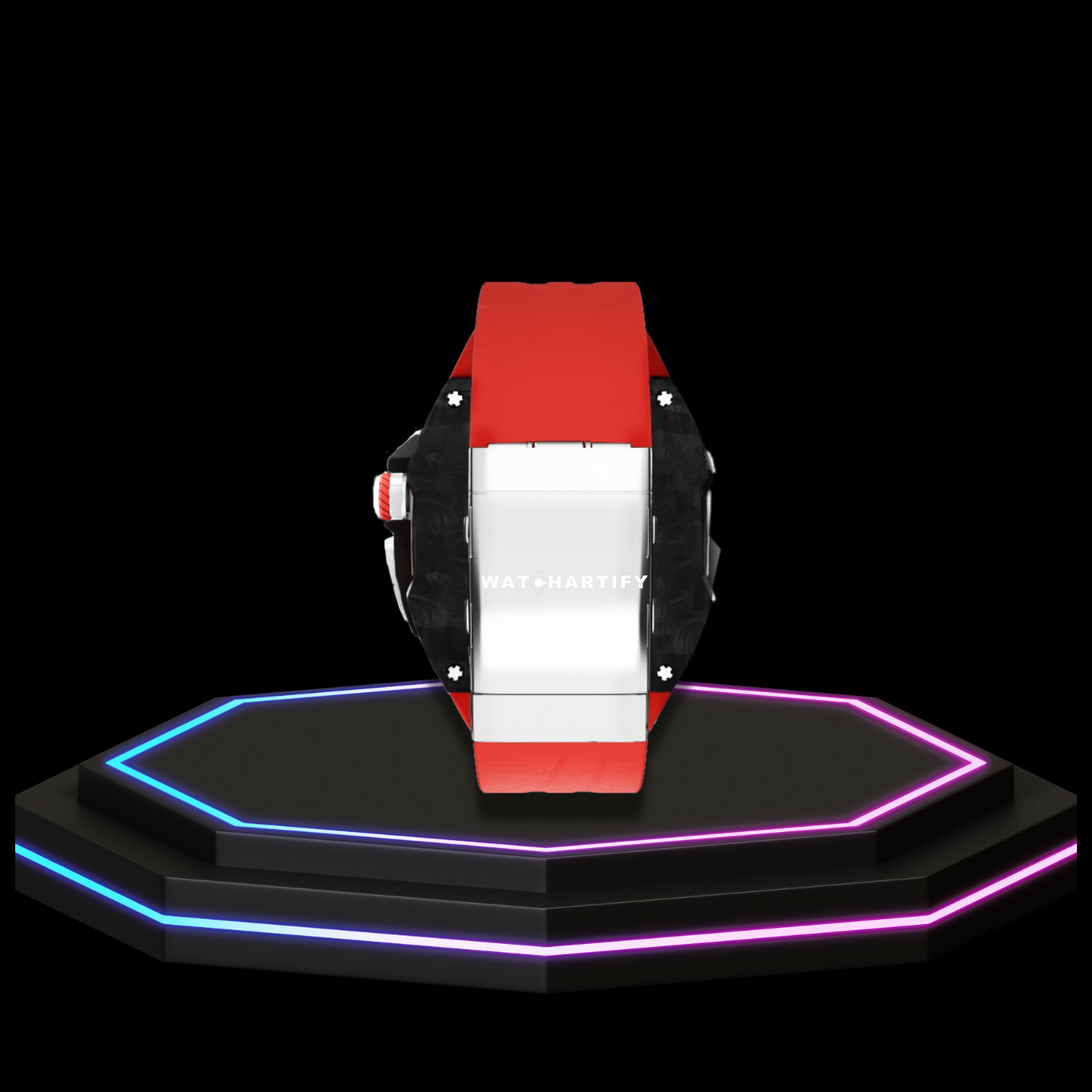 Apple Watch Ultra Case 49MM - TITAN Pro Series Luxury OYAMA Titan | Scarlet Red Rubber
