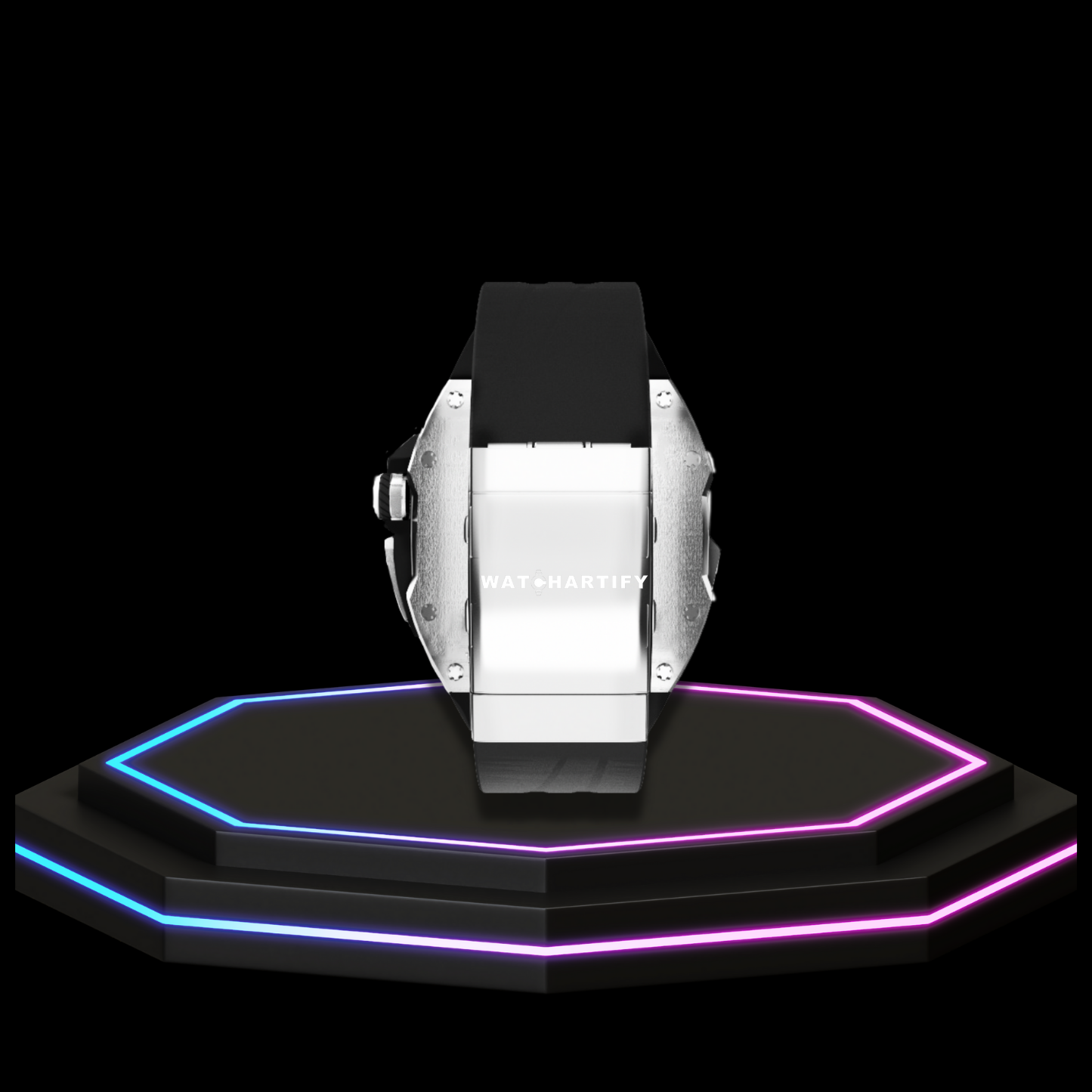 Apple Watch Ultra Case 49MM - TITAN Pro Series Silver Titan | Midnight Rubber