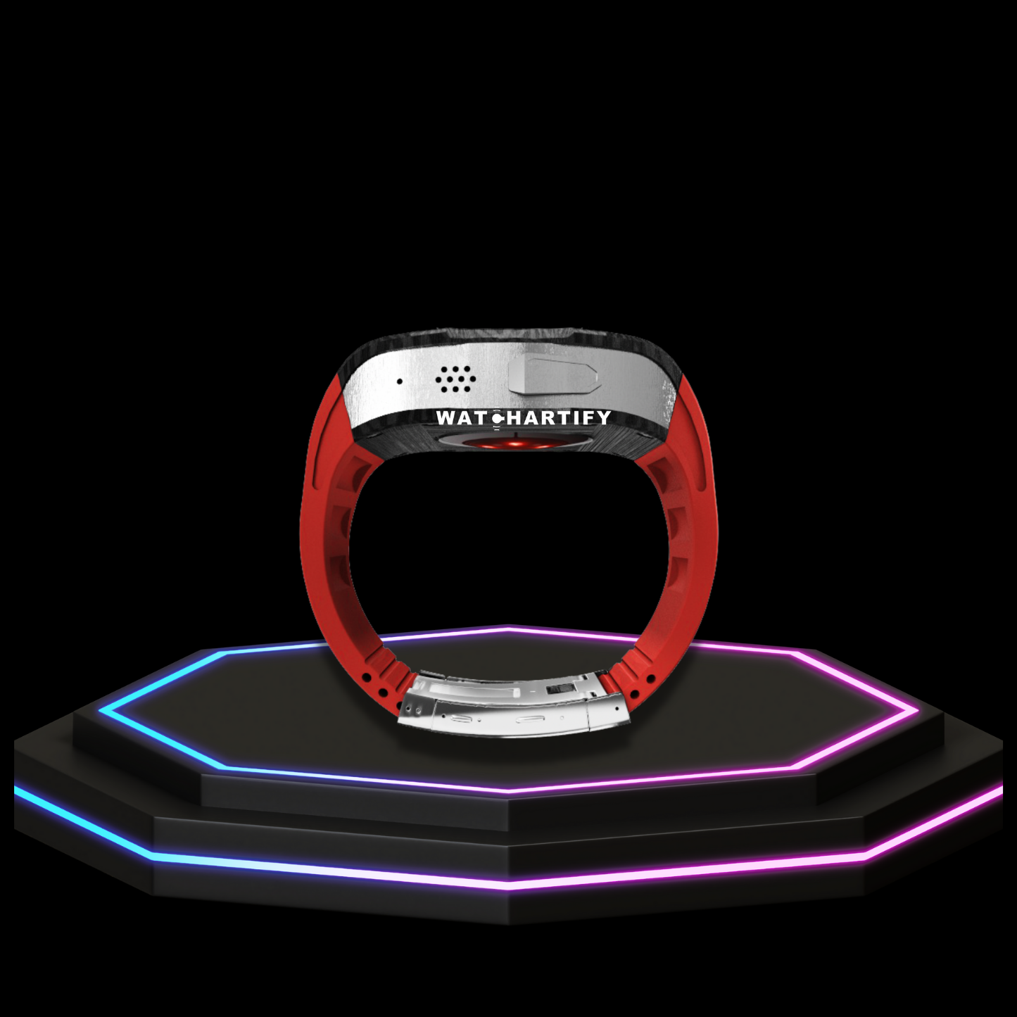 Apple Watch Ultra Case 49MM - TITAN Pro Series Luxury OYAMA Titan | Scarlet Red Rubber