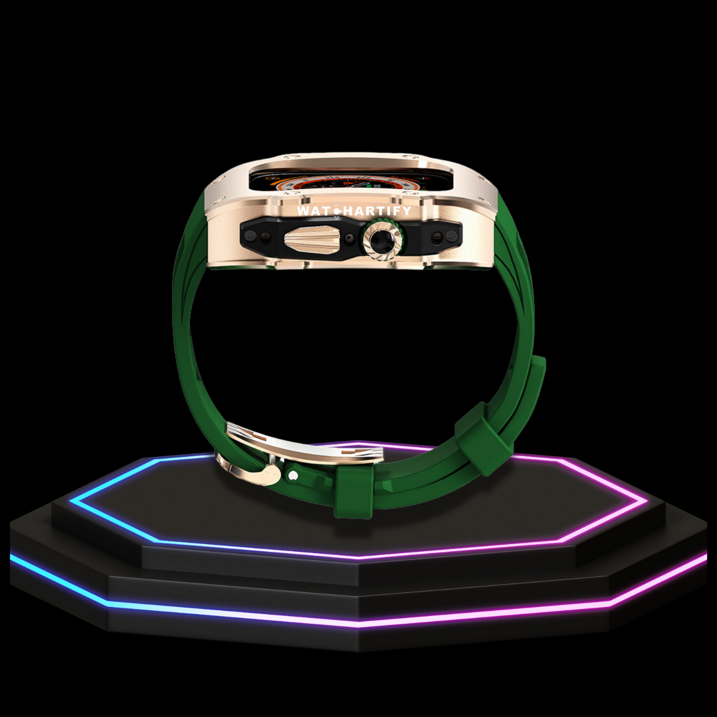 Apple Watch Ultra Case 49MM - Pro Series Captain Golden | Forest Green Rubber