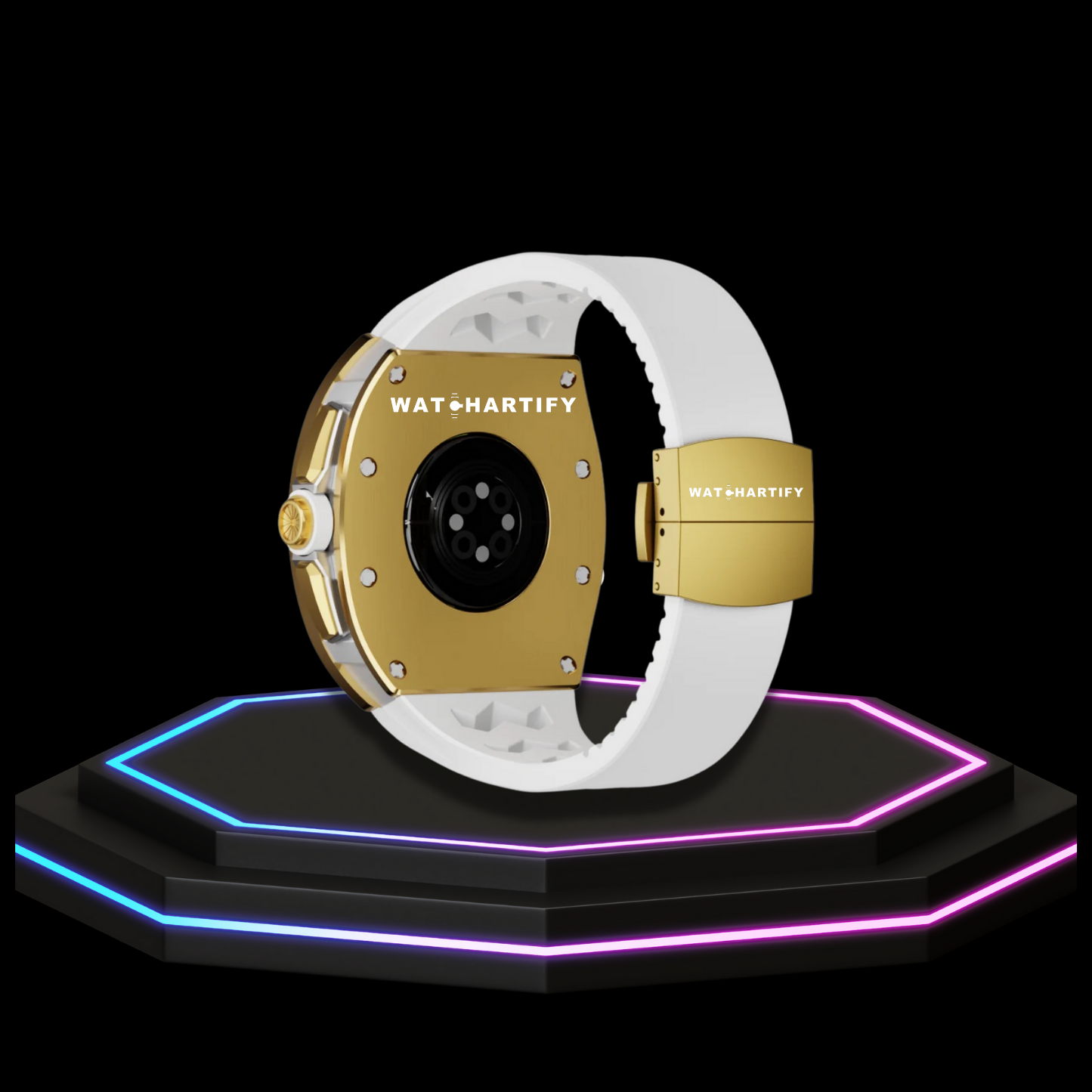 Apple Watch Case 45MM - CONCEPT GOLD Series Champagne | Snow White Rubber