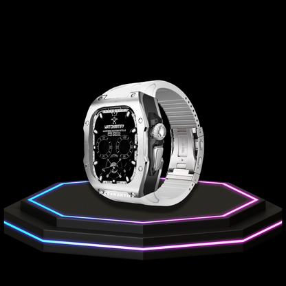 Apple Watch Ultra Case 49MM - TITAN Pro Series Silver Titan | Snow White Rubber