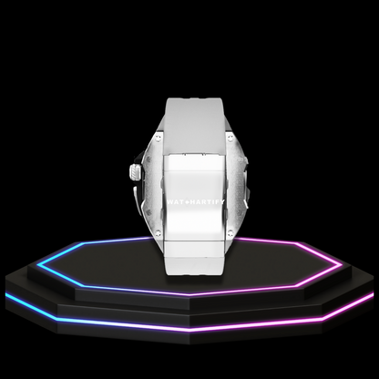 Apple Watch Ultra Case 49MM - TITAN Pro Series Silver Titan | Snow White Rubber