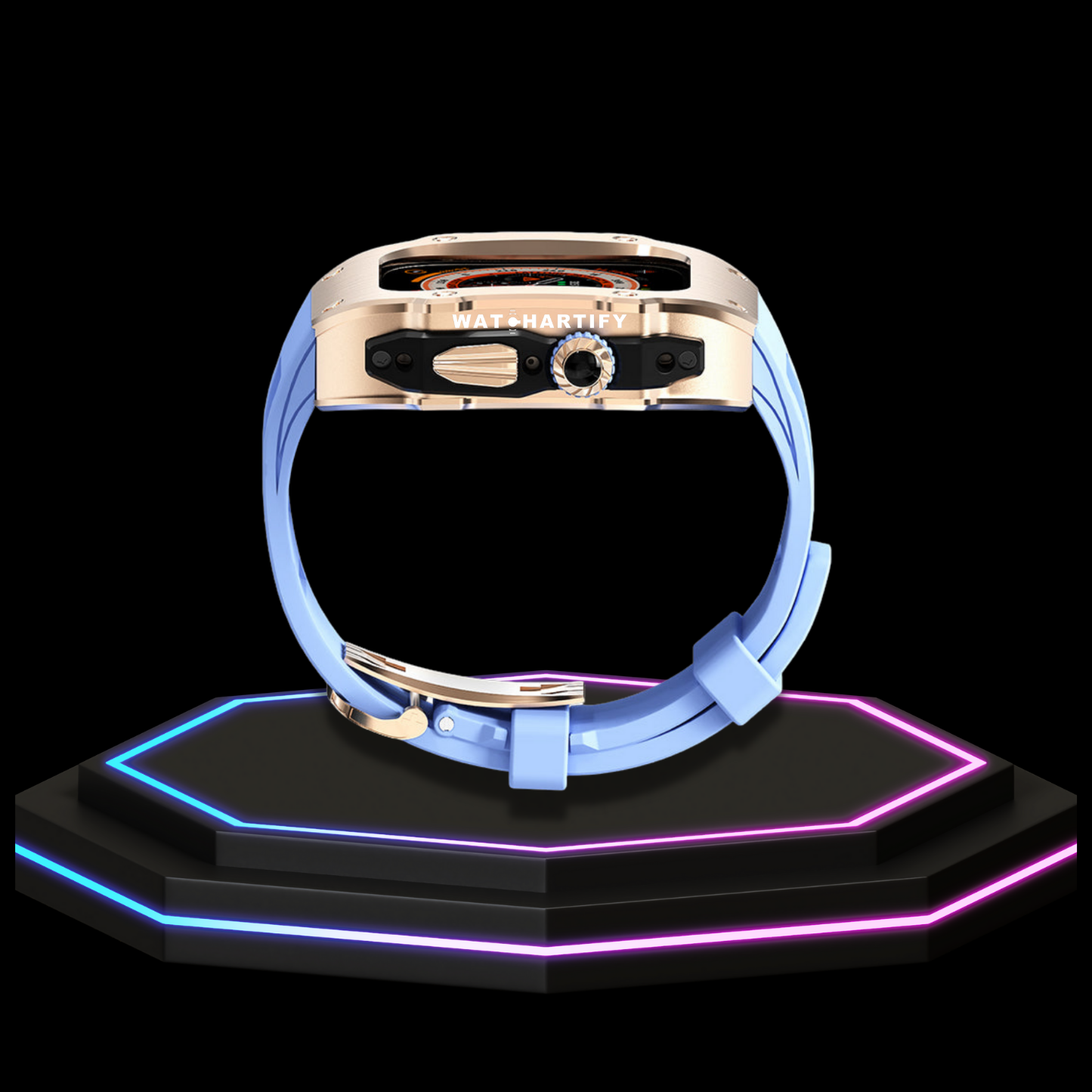 Apple Watch Ultra Case 49MM - Pro Series Captain Golden | Macaron Blue Rubber