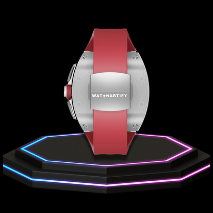 Apple Watch Case 44MM - TITANIUM CARBON Silver Series Titan | Scarlet Red Rubber