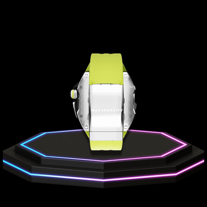 Apple Watch Ultra Case 49MM - TITAN Pro Series Silver Titan | Lime Green Rubber