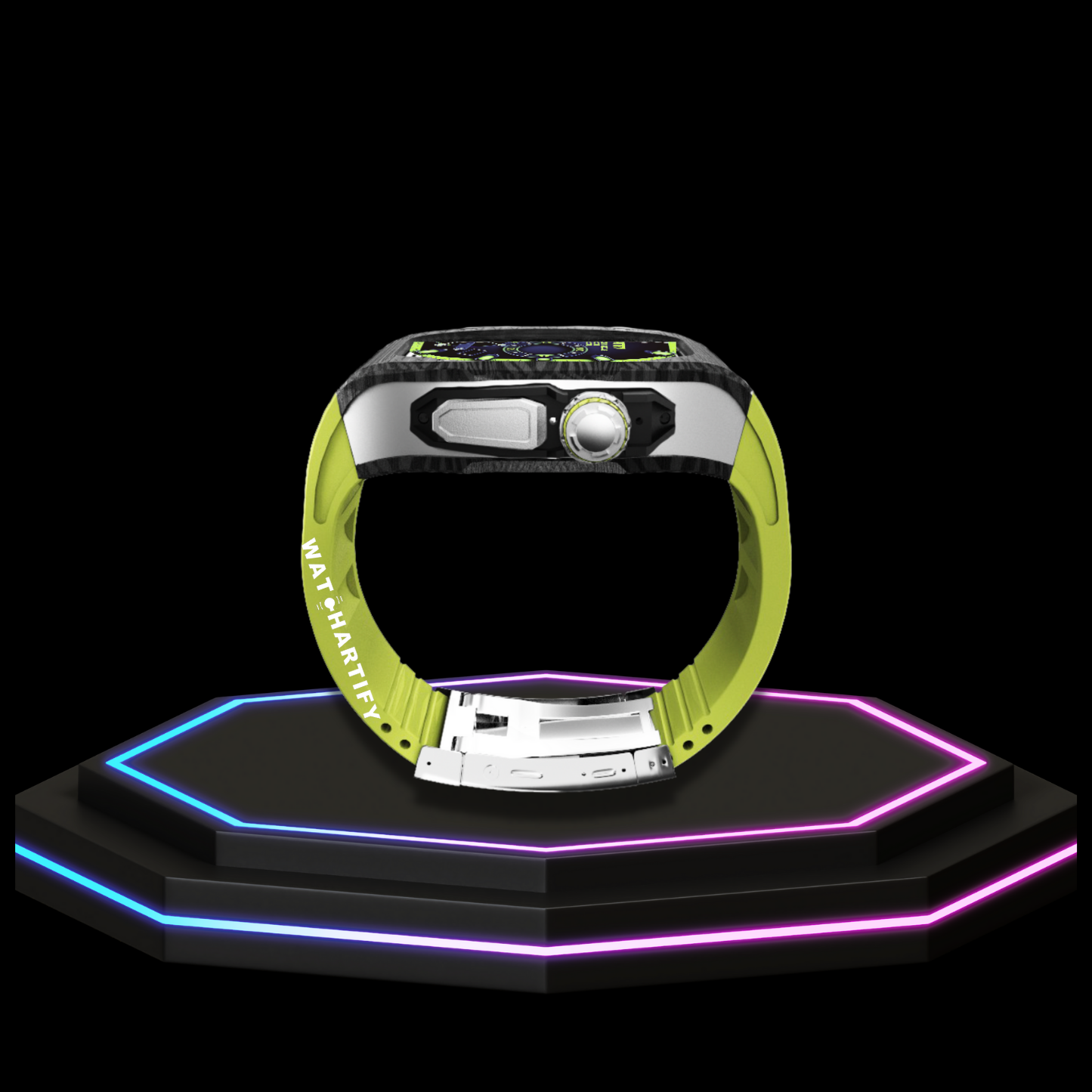 Apple Watch Ultra Case 49MM - TITAN Pro Series Luxury OYAMA Titan | Lime Green Rubber