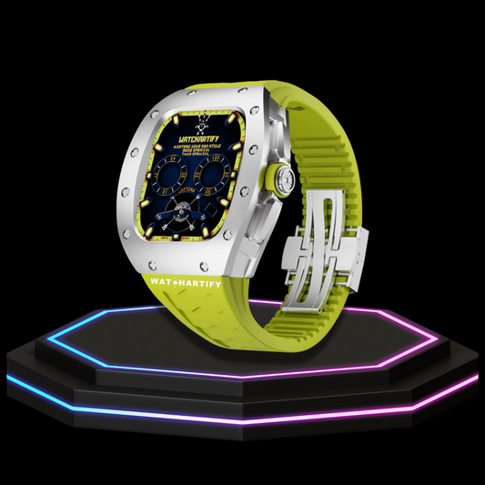 Apple Watch Case 45MM - TITANIUM CARBON Silver Series Titan | Light Cerulean Rubber