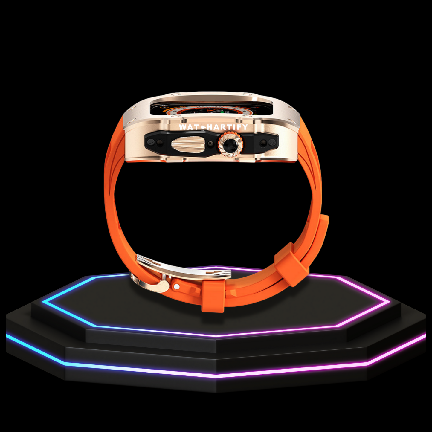 Apple Watch Ultra Case 49MM - Pro Series Captain Golden | Sunset Orange Rubber