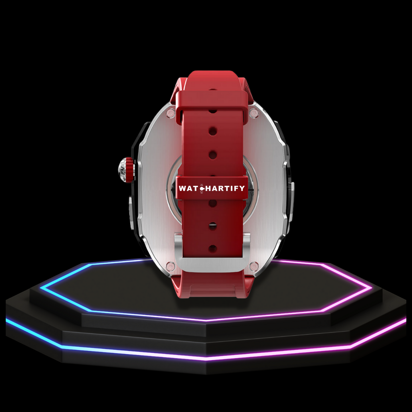 Apple Watch Ultra Case 49MM - Pro Series Captain Silver | Scarlet Red Rubber