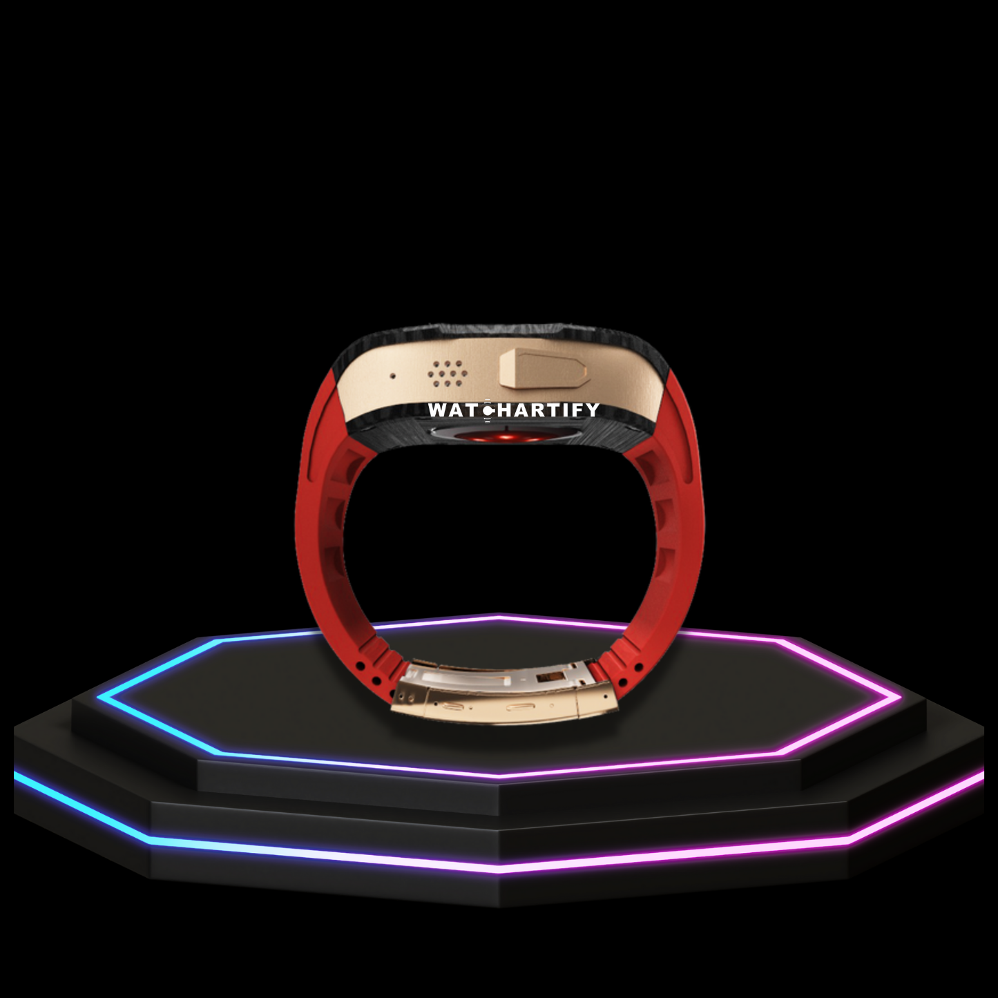Apple Watch Ultra Case 49MM - TITAN Pro Series Luxury Royal Titan | Scarlet Red Rubber