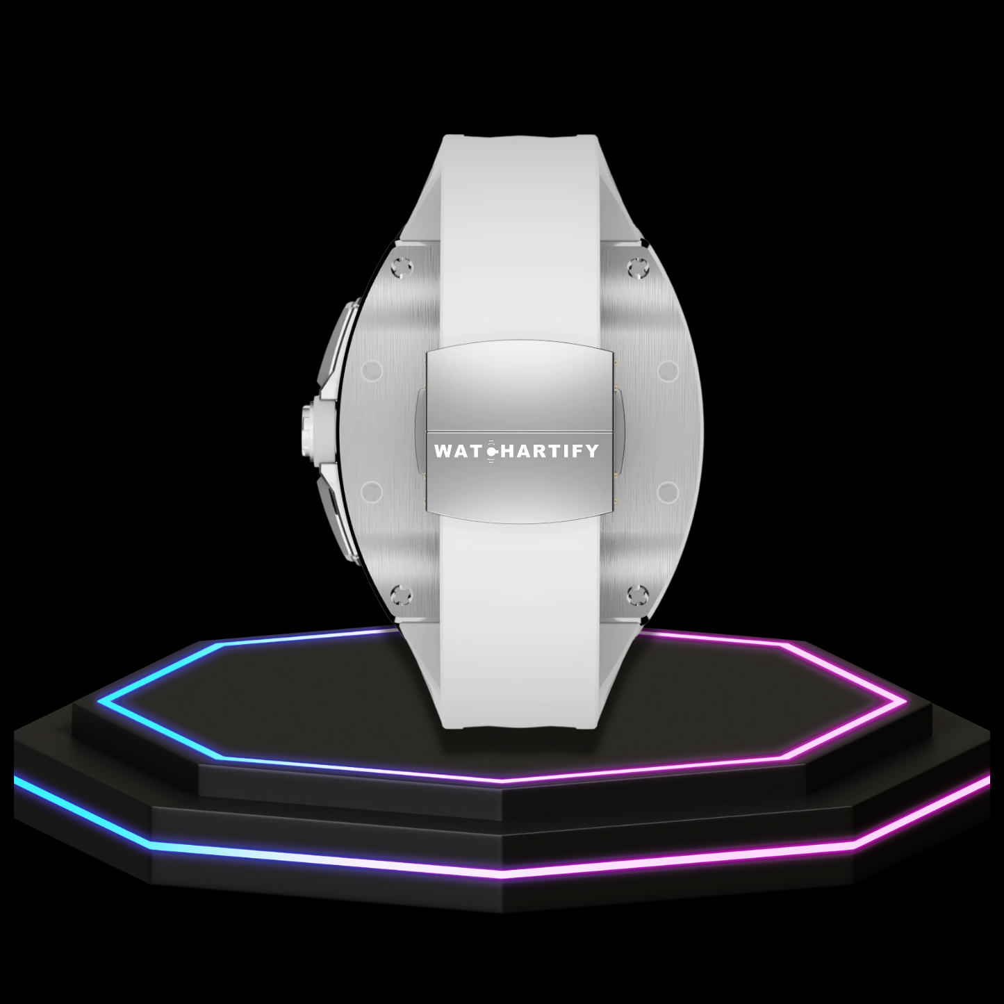 Apple Watch Case 44MM - TITANIUM CARBON Silver Series Titan | Snow White Rubber