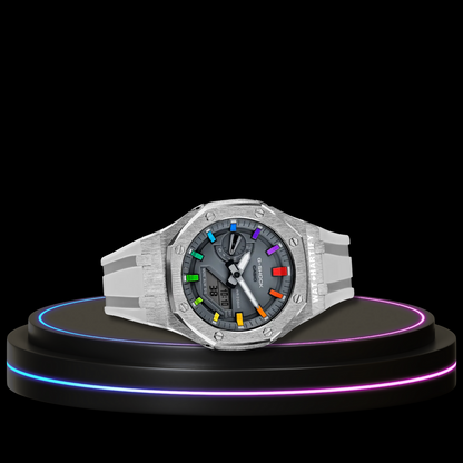 G-SHOCK Casio GA2100 | Silver Series Grey Dial Rainbow Marker | Snow White Rubber