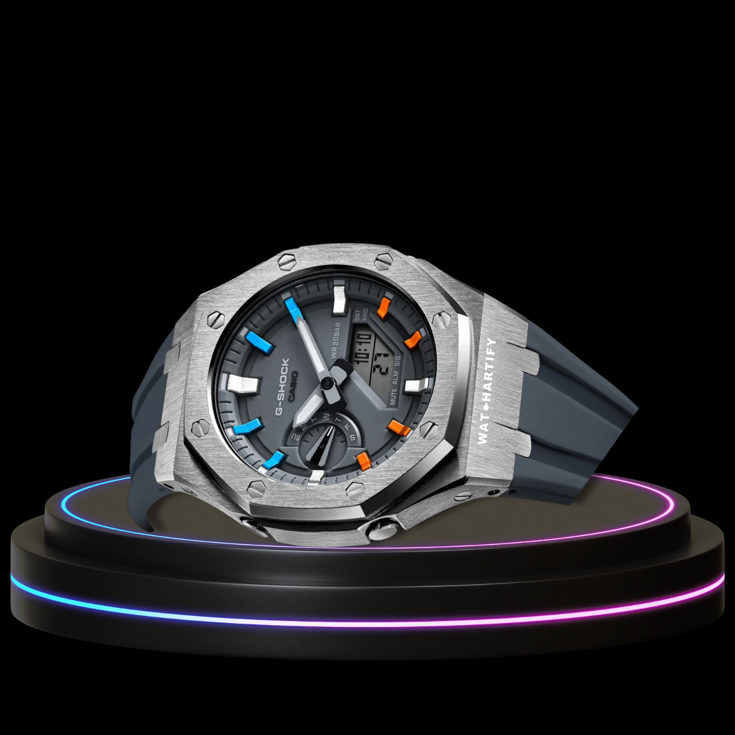 G-SHOCK Casio GA2100 | Silver Series Grey Dial Rainbow Marker | Grey Rubber