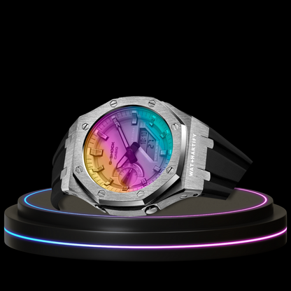 G-SHOCK Casio GA2100 | Silver Series Rainbow Surface Dial | Dark Rubber