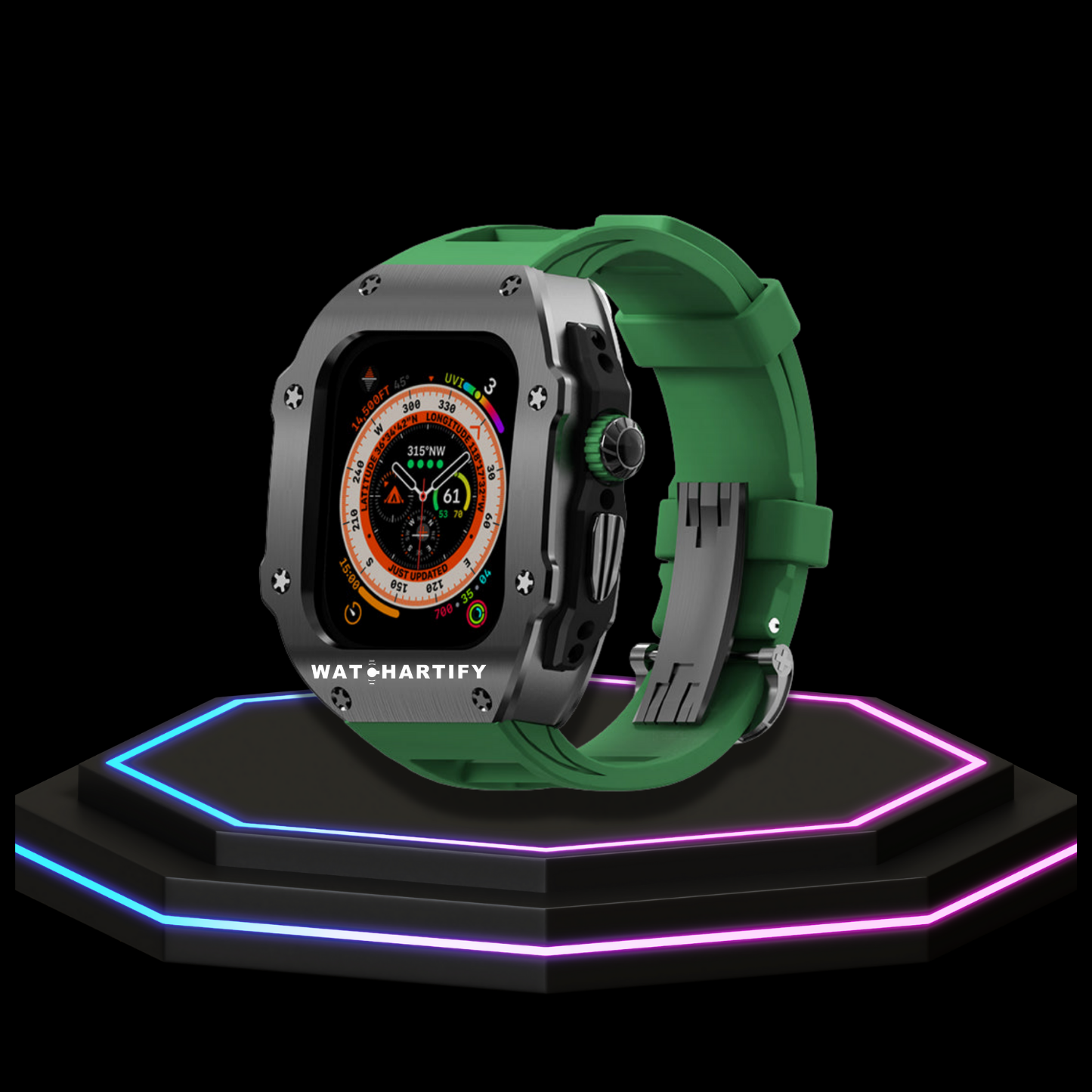 Apple Watch Ultra Case 49MM - Pro Series Captain Dark | Forest Green Rubber