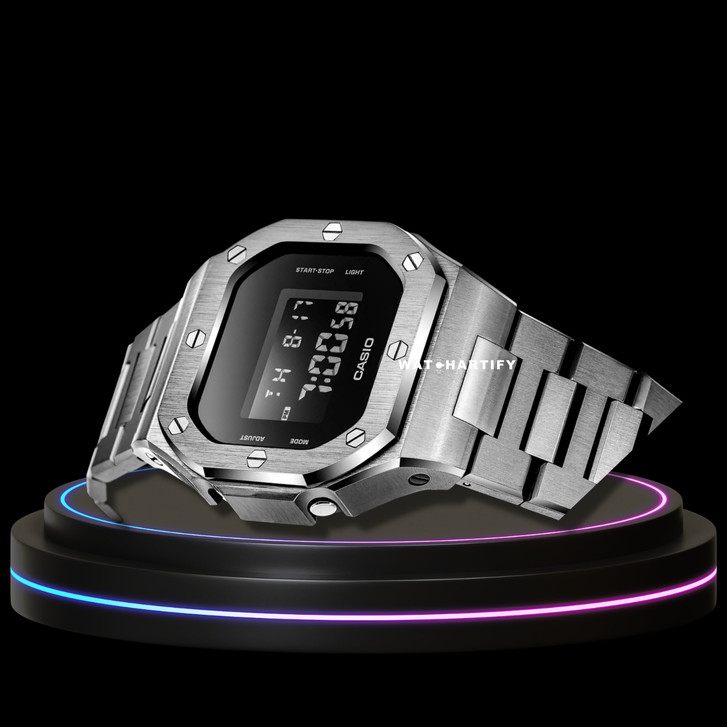 G-SHOCK Casio GA2100 | CUBELISH Silver Series Silver Mod | Silver Stainless Steel Strap