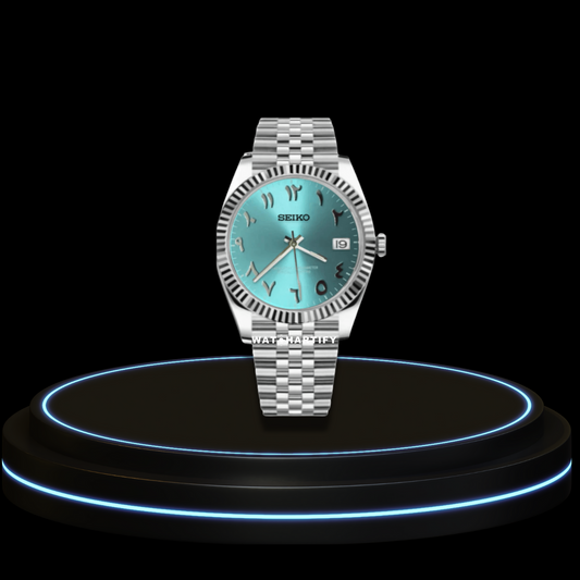 SEIKO Mod Datejust Collection Tiffany Blue Dial NH35 Automatic Movement Silver Stainless Steel Strap