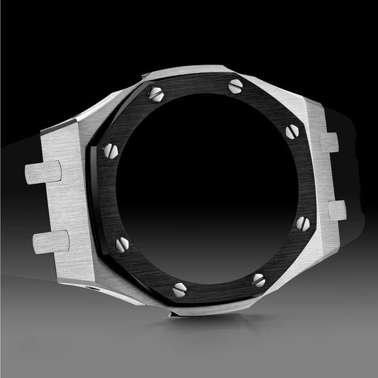 G-shock GA-2100 Series Mod Stainless Steel Case - Sliver Black - watchartify